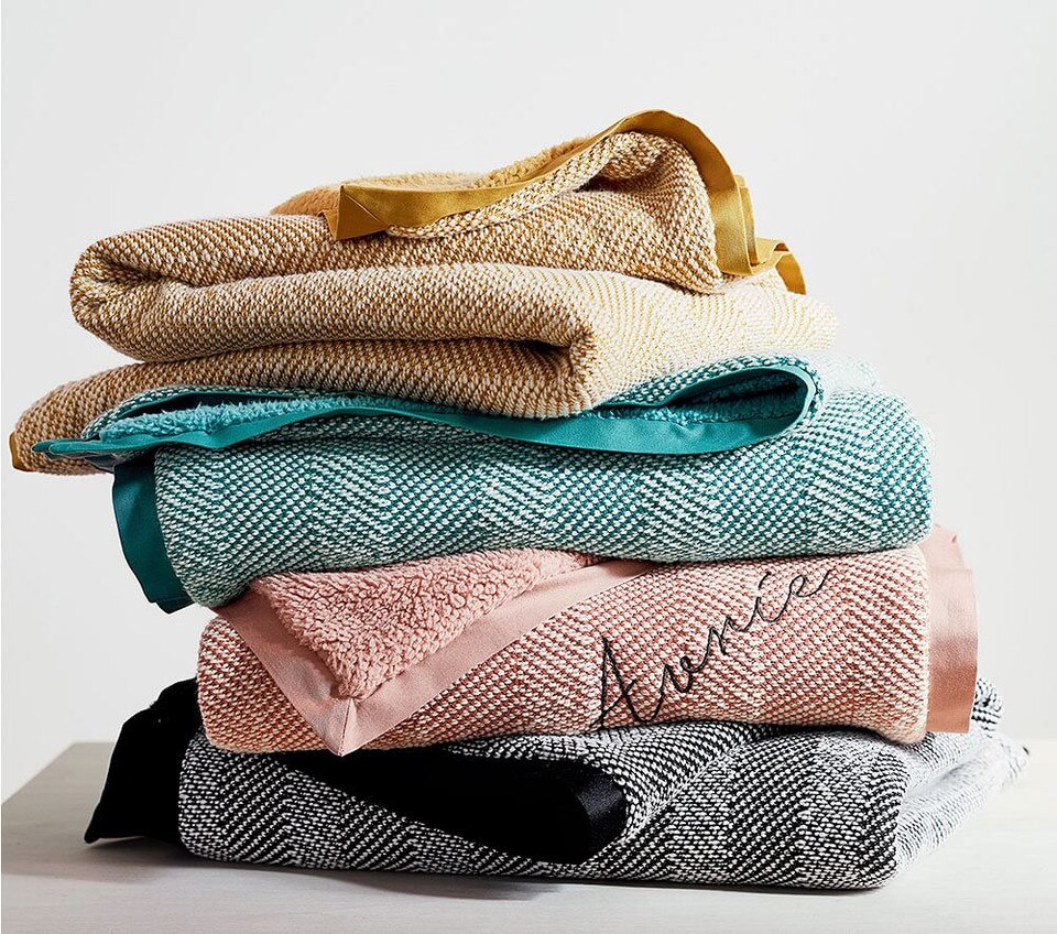 West Elm x PBK Tweed Sherpa Baby Blanket Pottery Barn Kids UK